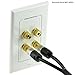 Mediabridge™ Speaker Wall Plate w/Binding Posts (2 Pair) - Free Low Voltage Metal Mounting Bracket (1-Gang) Binding Post 2-Piece Inset Wall Plate for 2 Speakers (Part# WP1-BPX2)