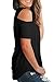 Womens Summer Tops Short Sleeve V Neck T Shirts Cold Shoulder Tops Black XL