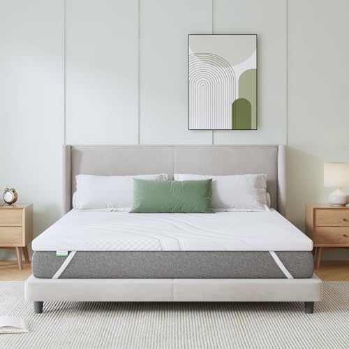 Novilla Topper 160x200, Topper Matrimoniale in Memory Foam e Schiuma in Fibra di Bambù 5cm，Favorisce la Ventilazione e la Permeabilità All'aria, Buon Supporto, Eccellente Fascia Elastica Antiscivolo