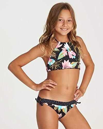 Billabong Girls' Night Bloom High Neck Bikini Set Black 10 - Thumbnail 3