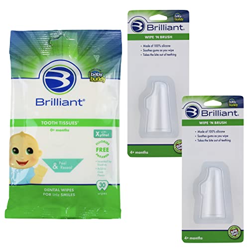 Brilliant Wipe N Brush 2 Silicone Toothbrushes and 30 ct. Tooth