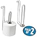 mDesign Over The Tank Toilet Tissue Paper Roll Holder Dispenser and Reserve for Bathroom Storage - Hanging, Holds 2 Rolls - Durable Metal Wire, 2 Pack - Brushed Stainless Steel