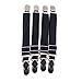 Outman 4 Pcs Multifuction Adjustable Elastic Stocking Clip Garter Suspender (4 pcs Black with plastic Buckle)