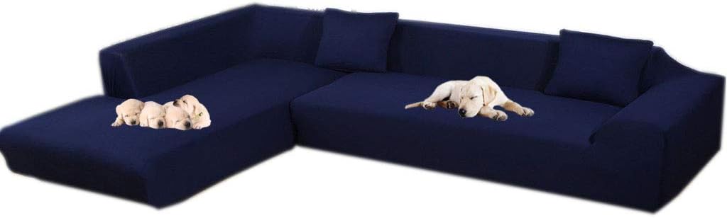Taiyucover Anti-Skid Dustproof Sofa Slipcovers ;Armchair/2-Seater/3-Seater Sofa Covers; Sectional Corner L-Shaped Sofa Protector (Navy, L-Shape(Large 3-Seater Sofa + Large 3-Seater Sofa))