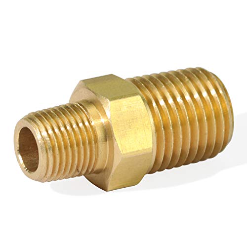KOOTANS Forged Brass Reducing Hex Nipple, 1/4'' NPT Male x 1/8'' NPT Male Thread Adapter Brass Pipe Fitting Connector Couplings (Pack of 4) - Thumbnail 3