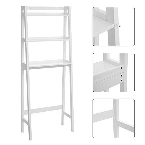 VASAGLE Toilet Storage Rack, Adjustable Bottom Bar, White