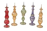 CraftsOfEgypt Egyptian perfume bottles Set of 5 hand Blown Decorative Pyrex Glass Vials Height 6 Inch (16 Cm)