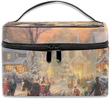 Portable Travel Toiletry Bag Organizer,Victorian Christmas Carol by Thomas Kinkade Cosmetic Bags for Women Girl,Makeup Bag, Storage Bag