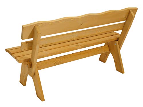 DEGAMO Gartengarnitur Freital 150cm 4-teilig, 2X Stuhl, 1x Bank 150cm 3-sitzer und 1x Tisch 72x150cm, Kiefer lackiert, Outdoor – Bild 4