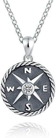 925 Sterling Silver Compass Journey Jewelry Friendship Pendant Necklace for Women