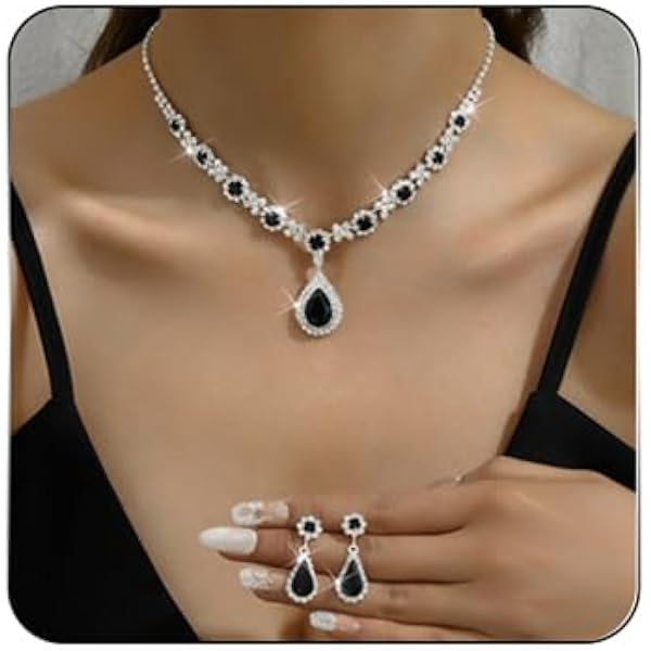 thumbnail image 2 of Chargances Glitter Gemstone Pendant Choker Necklace Boho Crystal Rhinestone Collar Necklace Jewelry For Women Gift Party (Gold 2 of 13