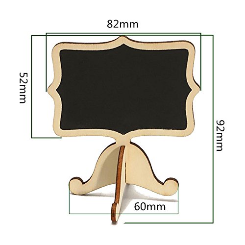 YuKing Mini Wooden Chalkboards Signs Rectangle Chalkboards Blackboard with Stand Wedding Place Card Label Tags, 3.26 x 2.36 Inch,Set of 10