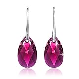 LadyColour Hot Pink Drop Pierced Earrings, Swarovski Crystals Earrings Jewelry for Women, Christmas Gifts Birthday Gifts for Women Gifts for Mom Anniversary Gifts for Her Best Friend Gifts