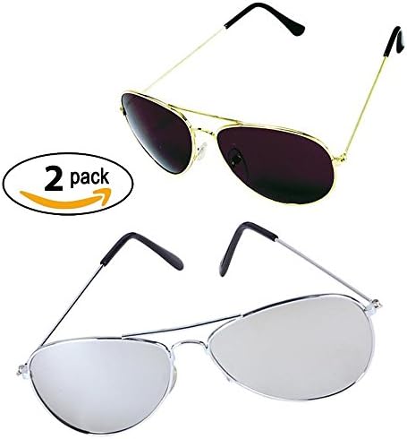 Classic Aviator Sunglasses Full Mirrored Lens And Smoked Lens -2 Pack-