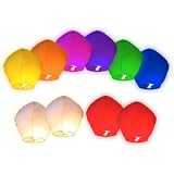 Lot 12 Lanternes Célestes Volantes Dont 2 Cœurs – Biodégradables, Idéales Fêtes, Mariages, Moments Romantiques