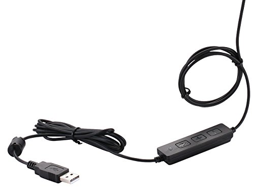 TelPal Corded Hands-free Call Center Noise Cancelling Corded Binaural Headset Headphones with Mic - Cord with USB Plug, Volume Control