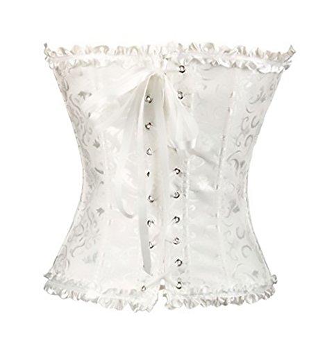Targogo-Donna-Corsetti-Abbigliamento-Burlesque-Bustino-Corsetto-A-Cuore-Raso-Lacci-Dimagrante-Modellante-Bustier-Corset-con-G-String