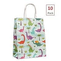 EIXJA 10 Pack Small Dinosaur Party Bags Dinosaur Party Supplies Gift Bags for Boys and Girls Baby Shower Goodie Bags Dinosaur Party Favors, 5.1x8.3