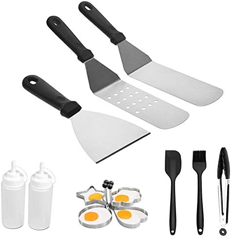 BBQ Grill Tools Set, 12Pcs Griddle Accessories Kitchen Utensils for Flat Top Outdoor Cooking Blackstone Camping
