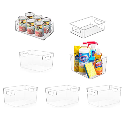 Clear Plastic Storage Bins(set of 7),Pantry Organizer Bins,Perfect