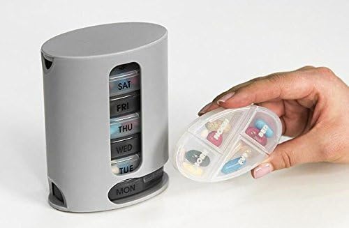 Vayne Weekly Pill Box Organizer with 7 Single Box and 4 Daily Compartments,Gray