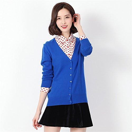 Sicong2 Sweet Women's Long Sleeve Kitted Cashmere Cardigan Sweater Female Spring Autumn V Neck Brand New Casual Solid Color Cardigans 2016 Royal BlueM Grace