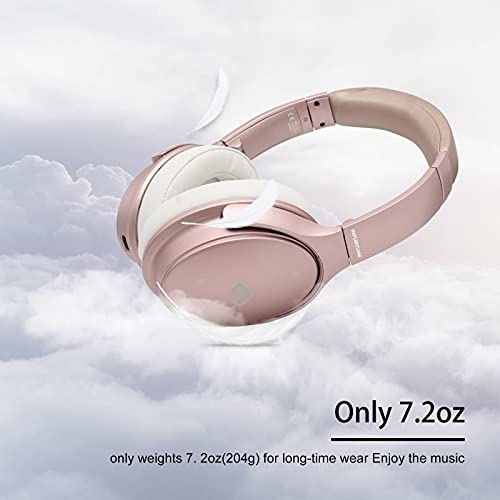 Rose Gold Active Noise Cancelling Headphones with Microphone，INFURTURE