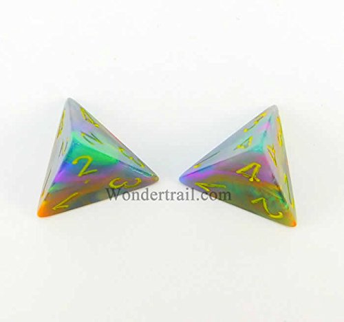 WCXPF0469E2 Rio Festive D4 Dice 2pc Yellow Numbers Aprox 16mm