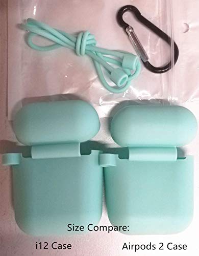 New Earpods Case Silicon with Earbuds Strap and Keychain Upgraded Ultra-Thin Soft Skin Cover Compatible with i12 inpods 12 Apple AirPods 2 & 1 - (i12 Case-Clear)