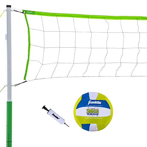 Franklin Sports Volleyball Set - Beach and Backyard Volleyball Net Set - Portable Volleyball Net and Ball Set with Poles and Ground Stakes - Intermediate