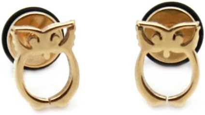 Chelsea Jewelry Basic Collections Owl Shaped Stud Screw-back Earrings (Yellow Gold)