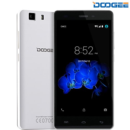 DOOGEE X5 Pro Smartphone, 4G Teléfonos Móviles Libres Baratos - 5.0 Pulgadas IPS Pantalla - MT6735 Quad Core 1.3GHz - Dual SIM - 2GB RAM + 16GB ROM - 5.0MP Cámara - Android 5.1, GPS, OTG (Blanco)