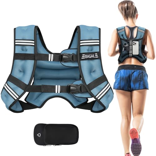 BAGAIL Gewichtsweste für Krafttraining, 12kg Gewichtsweste mit verstellbarer Oberweite, Reflexstreifen und praktischer Tasche, ideal für Workouts, Yoga und Aero