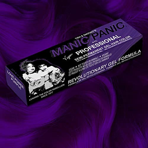 MANIC PANIC Professional Love Power Purple - Medium Red Based Violet Purple Semi Permanent Gel Hair Color - Lasts Through 40+ Washes - No Developer Required (3oz)