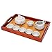 2 Pack Serving Tray - Food Tray Set - Wood Serving Tray with Handles - Food Serving Tray, Red Brown, 16 x 2 x 12 Inches