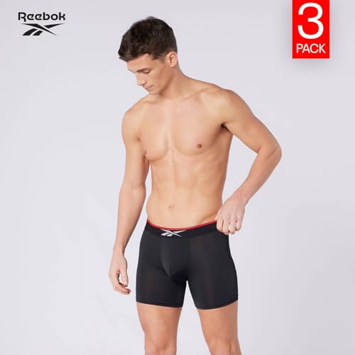 Reebok Calzoncillos bóxer Glynn para Hombre, Pack de 3 Calzoncillos Deportivos, Transpirables y elásticos,Pack múltiple de Calzoncillos bóxer, Color Negro
