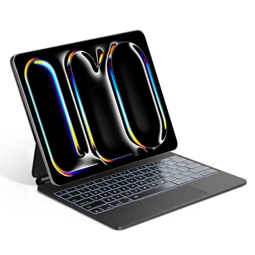 JESWO Magic Keyboard para iPad Pro 13" M4 (2024)/M5 (2025), Funda Teclado Inalámbrico para iPad Pro 13" M4 M5 con Soporte Magnético, Teclado iPad Multitáctil, 3 Ajustes Brillo Teclas Retroiluminación
