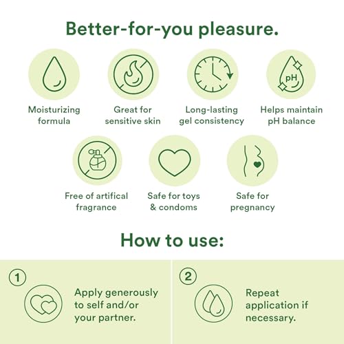 Good Clean Love Almost Naked Water-Based Lube, Personal Lubricant with Organic Aloe Vera, Safe for Adult Toys & Condoms, pH-Balanced, Clean Intimate Wellness Gel for Men & Women, 4 Oz (2-Pack)