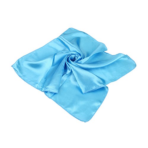 TrendsBlue Elegant Silk Feel Solid Color Satin Square Scarf, Light Blue