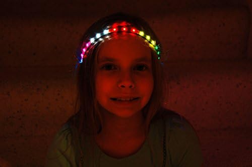 Glowby Bandz Light Strips for Headband, Wristband, Necklace, Anklet- Black Strip Rainbow LEDs