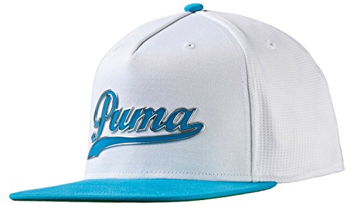 Puma Script Snapback Cap Golf Hat 2016 052958-03 White/Atomic Blue New