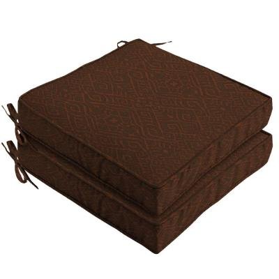 Hampton Bay Cayenne Ikat Outdoor Seat Cushion (2-Pack)