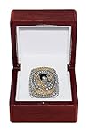 PITTSBURGH PENGUINS (Sidney Crosby) 2016 STANLEY CUP FINALS WORLD CHAMPIONS (4X Champs) Rare & Collectible High-Quality Replica NHL Hockey Gold Championship Ring with Cherrywood Display Box