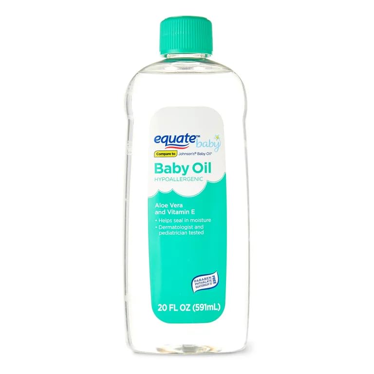 Equate Baby Hypoallergenic Baby Oil, Enriched with Aloe vera & vitamin E formula, 20 fl oz
