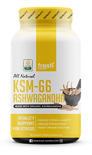 Organic KSM-66 Ashwagandha Root Extract - 700mg High Potency 5% Withanolides (75mg)- Reduces Stress & Anxiety Relief Like Kava Kava - Energy & Focus - 45 Day Supply - 90 Veggie Capsules