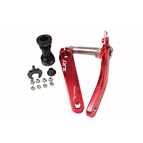 Bicycle Crank Arm Set BCD 104 Road Mountain Bike Crankset with Bottom Bracket (Red)