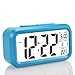 Oneoffcar Children Clocks,Travel Alarm Clock,Battery Operated Backlight Morning Clock For Kids, Pets' Clocks, Large LCD Display(Date,Temperature,Snooze),for Office Bedroom Travel (blue)