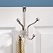 iDesign Axis Metal Over the Door Quad Hook Hanger for Coats, Jackets, Hats, Robes, Towels, Ideal for Bathroom, Bedroom, Mudroom, Satin Silver
