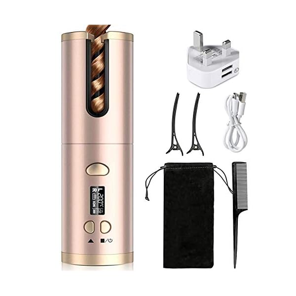 Cordless-Hair-Curler-QUARED-Portable-Auto-Curling-Iron-Anti-Tangle-LCD-Display-USB-Rechargeable-6-Temperature-Timer-Settings-Auto-Shut-Off-Hair-Curling-Wand-for-Hair-Styling-Anytime-Anywhere Cordless Hair Curler, QUARED Portable Auto Curling Iron Anti-Tangle, LCD Display, USB Rechargeable, 6 Temperature…