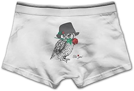 Grass8 The Cartoon Parrot Has Roses In Its Mouth Fashion Cotton Men's Underwear Pants Cotton Opening Waist Shorts Homme Sexy Men's Underwear M White